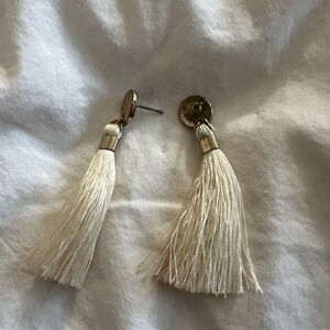 Elegant Cream Tassel Earrings